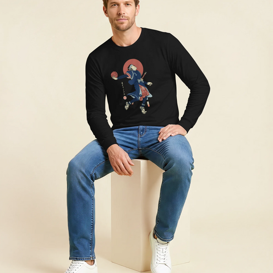 Samurai Basketball Player 4 Sport Ukiyo-e Unisex Long Sleeve Tee - Samurai Original