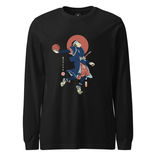 Samurai Basketball Player 4 Sport Ukiyo-e Unisex Long Sleeve Tee Black - Samurai Original