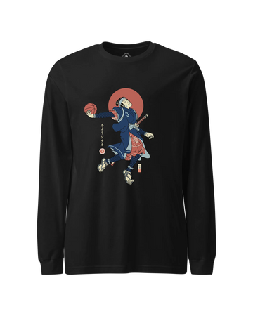 Samurai Basketball Player 4 Sport Ukiyo-e Unisex Long Sleeve Tee Black - Samurai Original