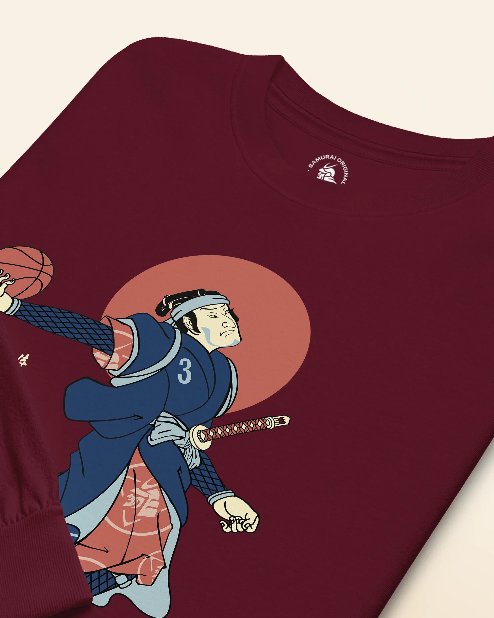 Samurai Basketball Player 4 Sport Ukiyo-e Unisex Long Sleeve Tee - Samurai Original