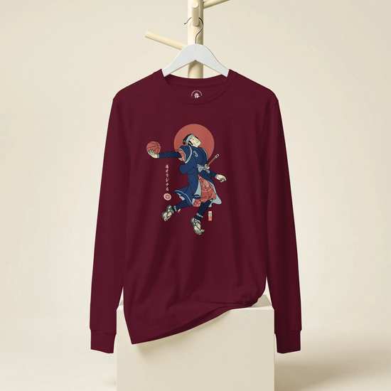 Samurai Basketball Player 4 Sport Ukiyo-e Unisex Long Sleeve Tee - Samurai Original