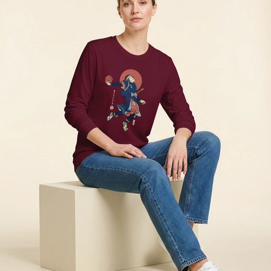 Samurai Basketball Player 4 Sport Ukiyo-e Unisex Long Sleeve Tee - Samurai Original