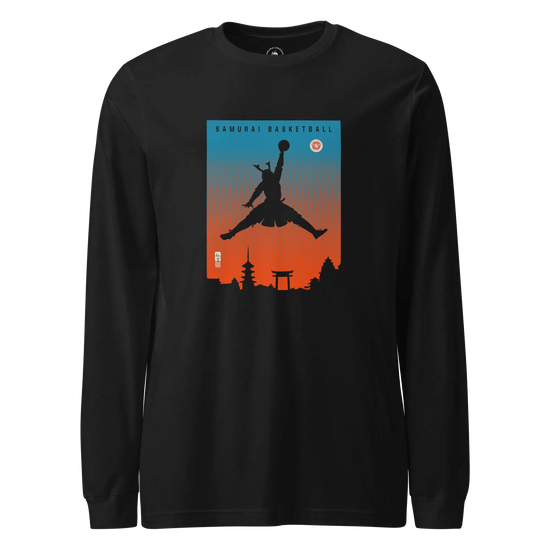 Samurai Basketball Ukiyo-e Unisex Long Sleeve Tee Black - Samurai Original