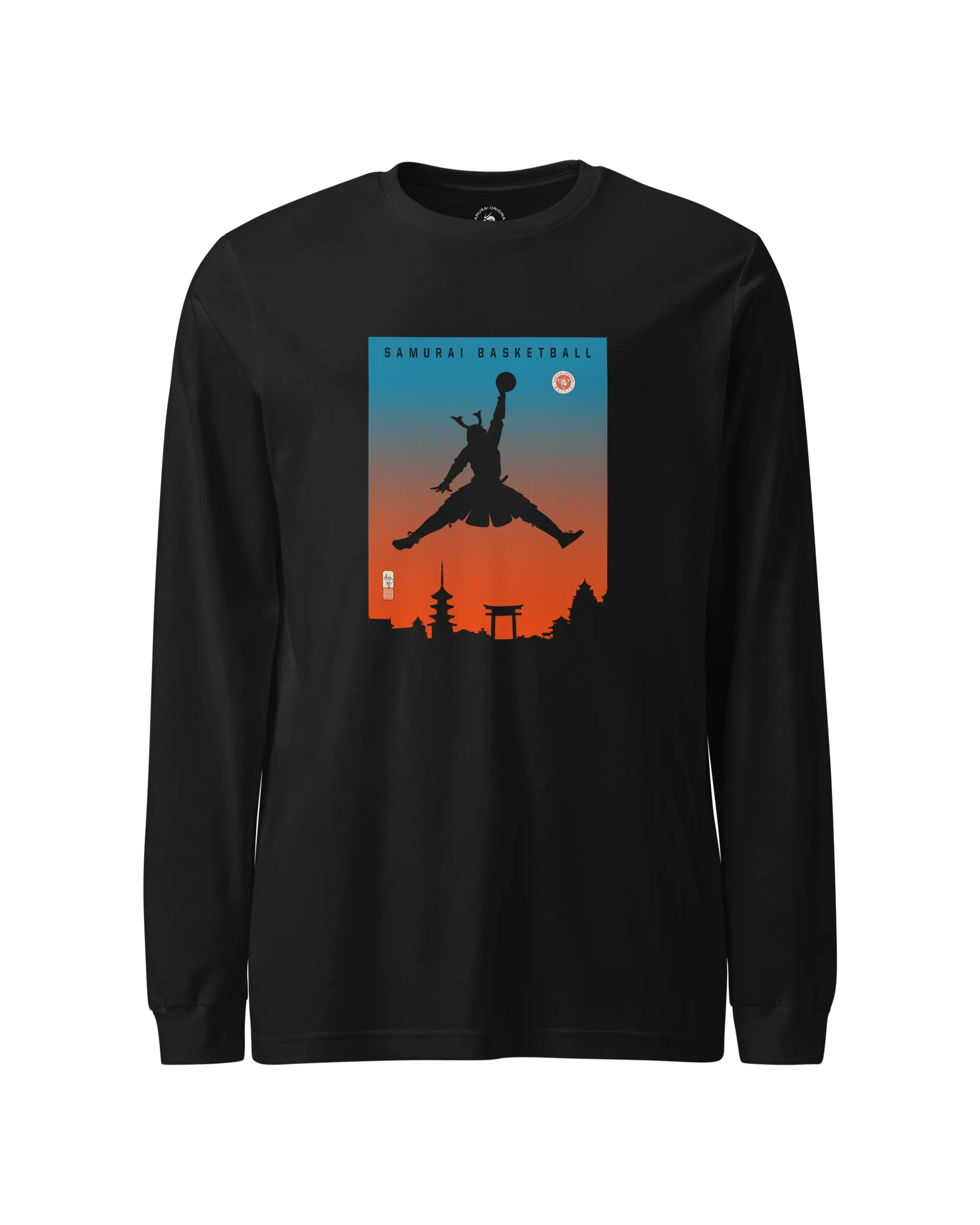 Samurai Basketball Ukiyo-e Unisex Long Sleeve Tee Black - Samurai Original