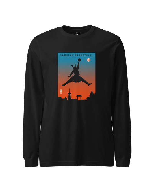 Samurai Basketball Ukiyo-e Unisex Long Sleeve Tee Black - Samurai Original