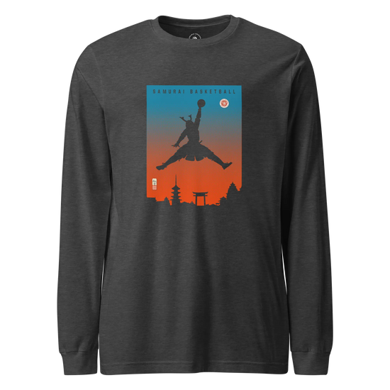Samurai Basketball Ukiyo-e Unisex Long Sleeve Tee Dark Grey Heather - Samurai Original