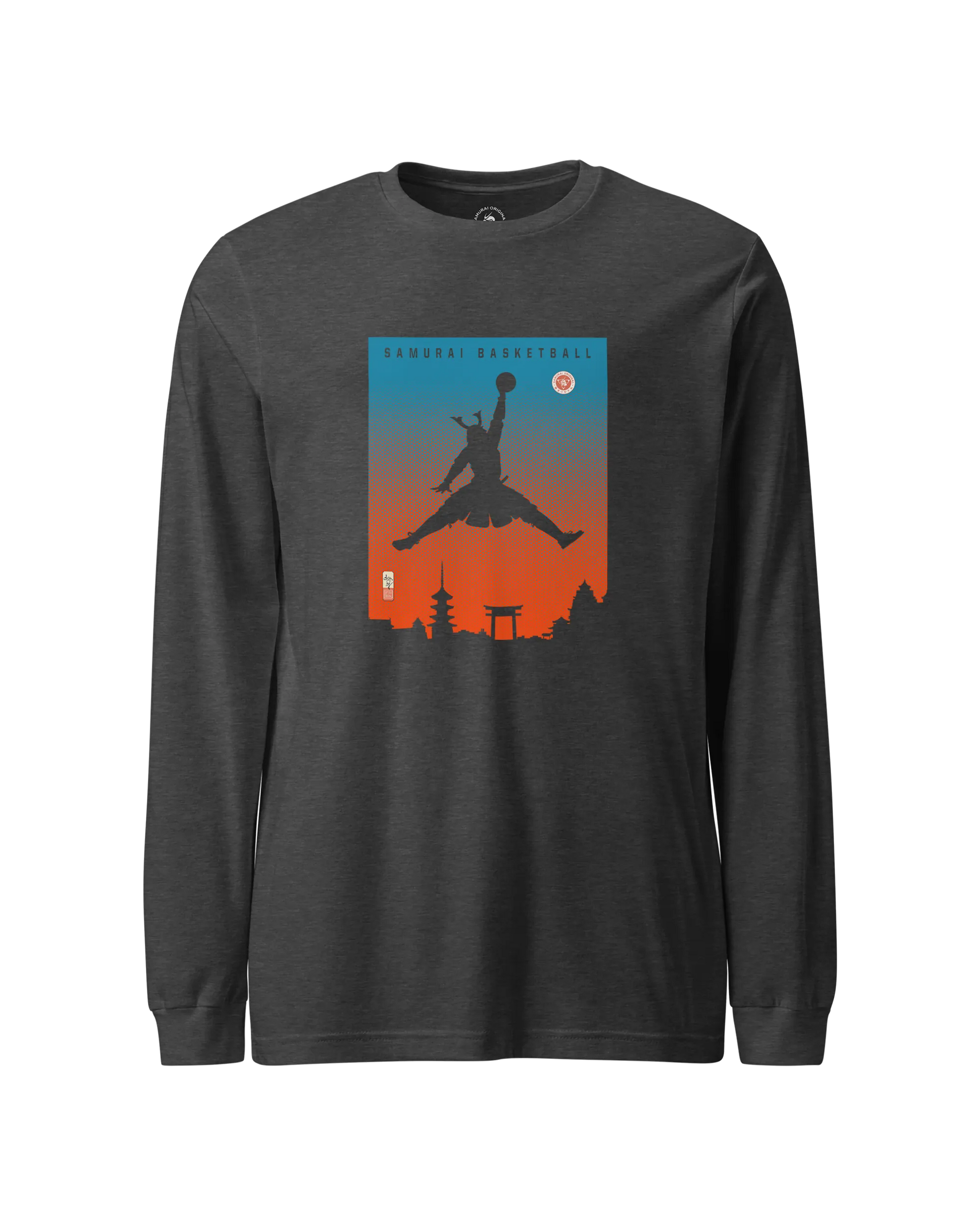 Samurai Basketball Ukiyo-e Unisex Long Sleeve Tee Dark Grey Heather - Samurai Original