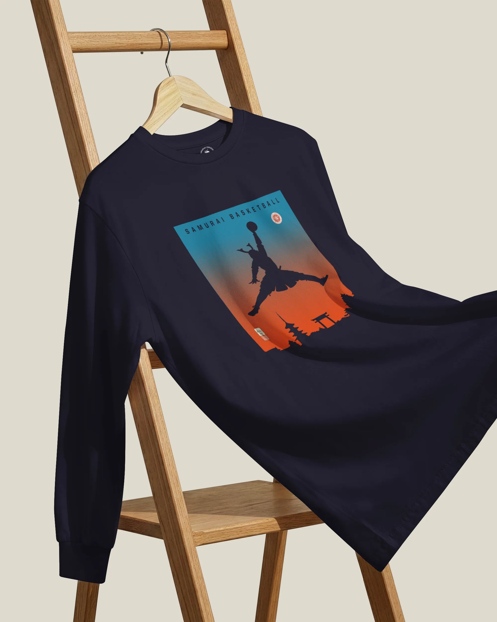 Samurai Basketball Ukiyo-e Unisex Long Sleeve Tee - Samurai Original