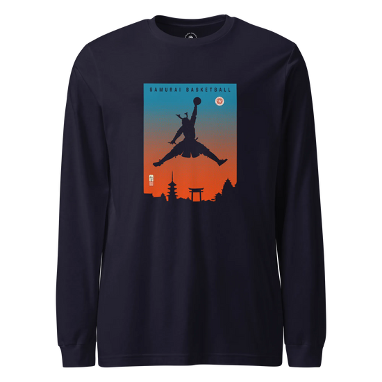 Samurai Basketball Ukiyo-e Unisex Long Sleeve Tee Navy - Samurai Original