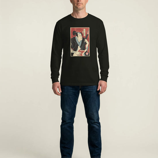 Samurai Bassist Music Ukiyo-e Unisex Long Sleeve Tee - Samurai Original