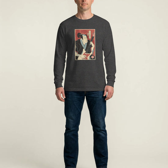 Samurai Bassist Music Ukiyo-e Unisex Long Sleeve Tee - Samurai Original