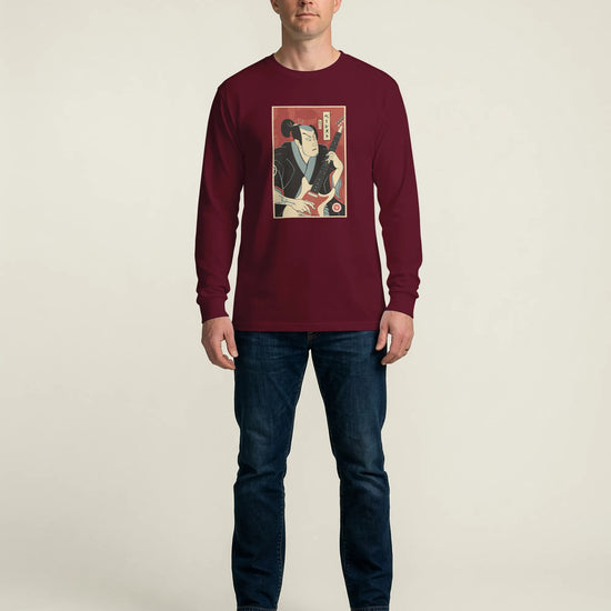 Samurai Bassist Music Ukiyo-e Unisex Long Sleeve Tee - Samurai Original