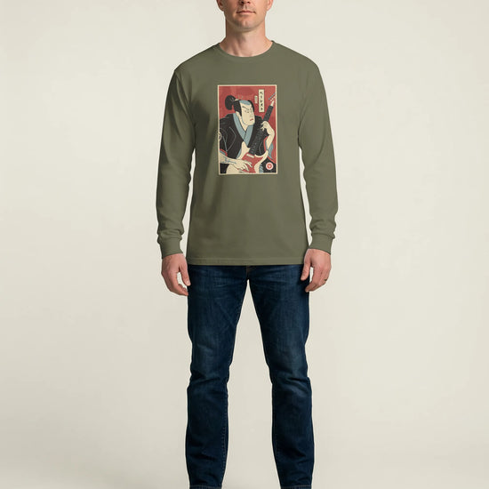 Samurai Bassist Music Ukiyo-e Unisex Long Sleeve Tee - Samurai Original