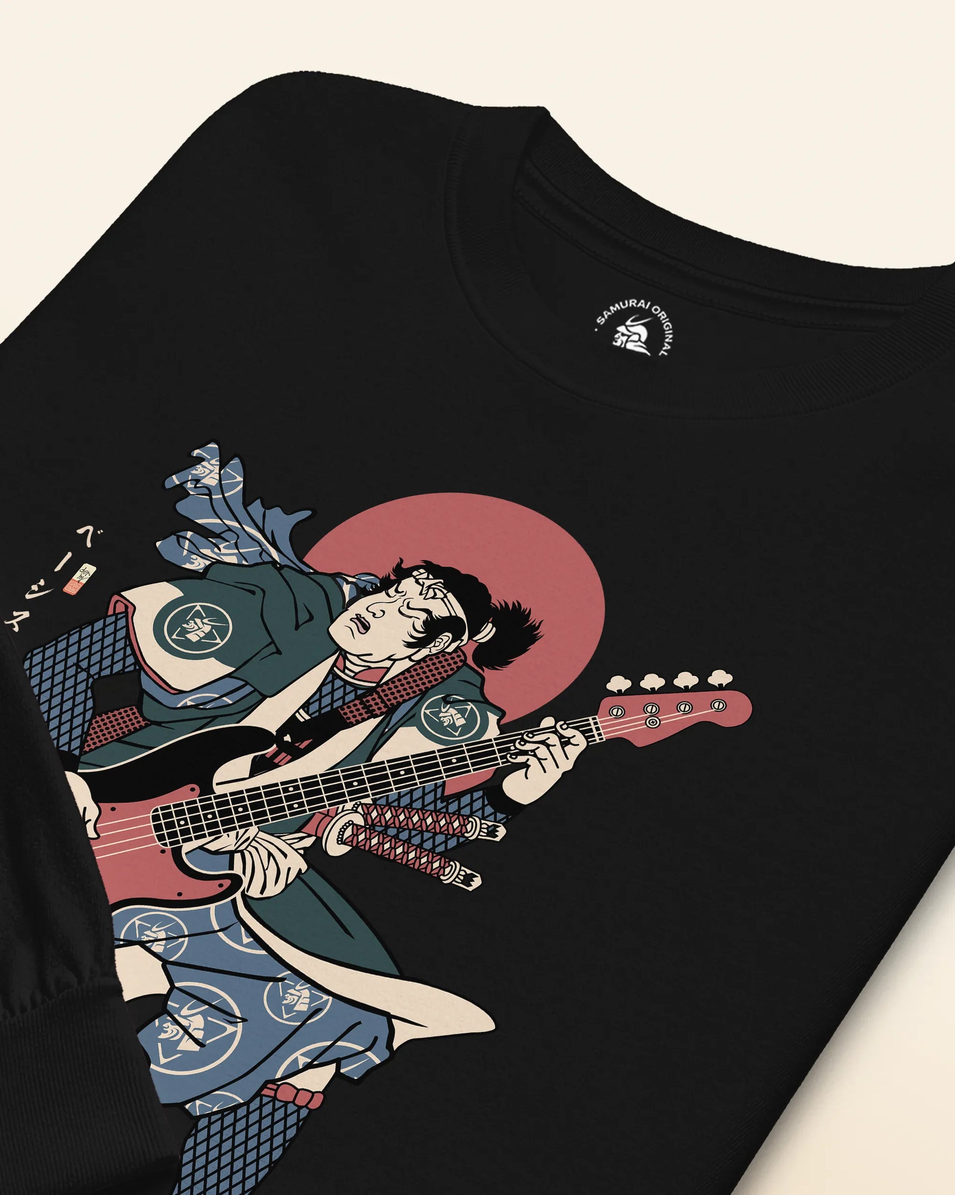 Samurai Bassist Player 4 Music Ukiyo-e Unisex Long Sleeve Tee - Samurai Original