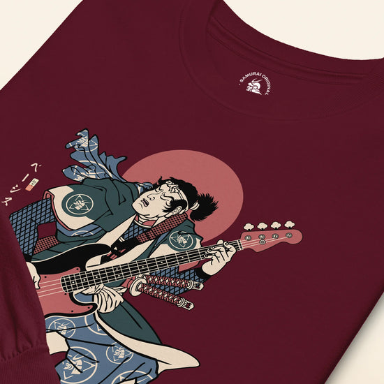 Samurai Bassist Player 4 Music Ukiyo-e Unisex Long Sleeve Tee - Samurai Original