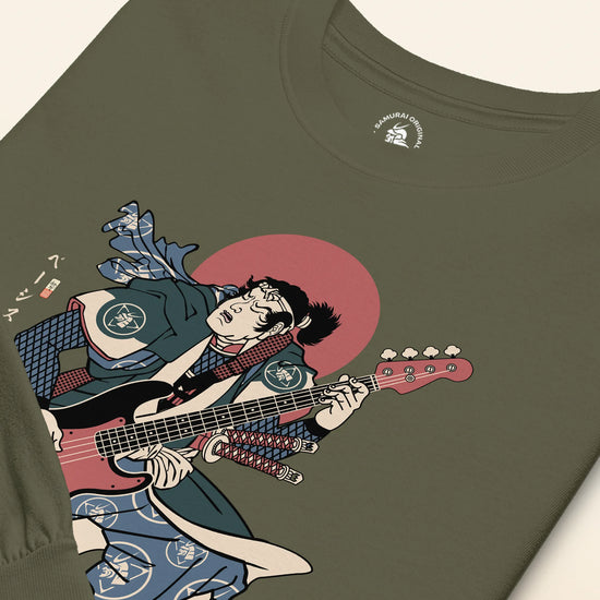 Samurai Bassist Player 4 Music Ukiyo-e Unisex Long Sleeve Tee - Samurai Original