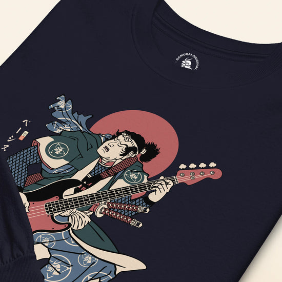 Samurai Bassist Player 4 Music Ukiyo-e Unisex Long Sleeve Tee - Samurai Original