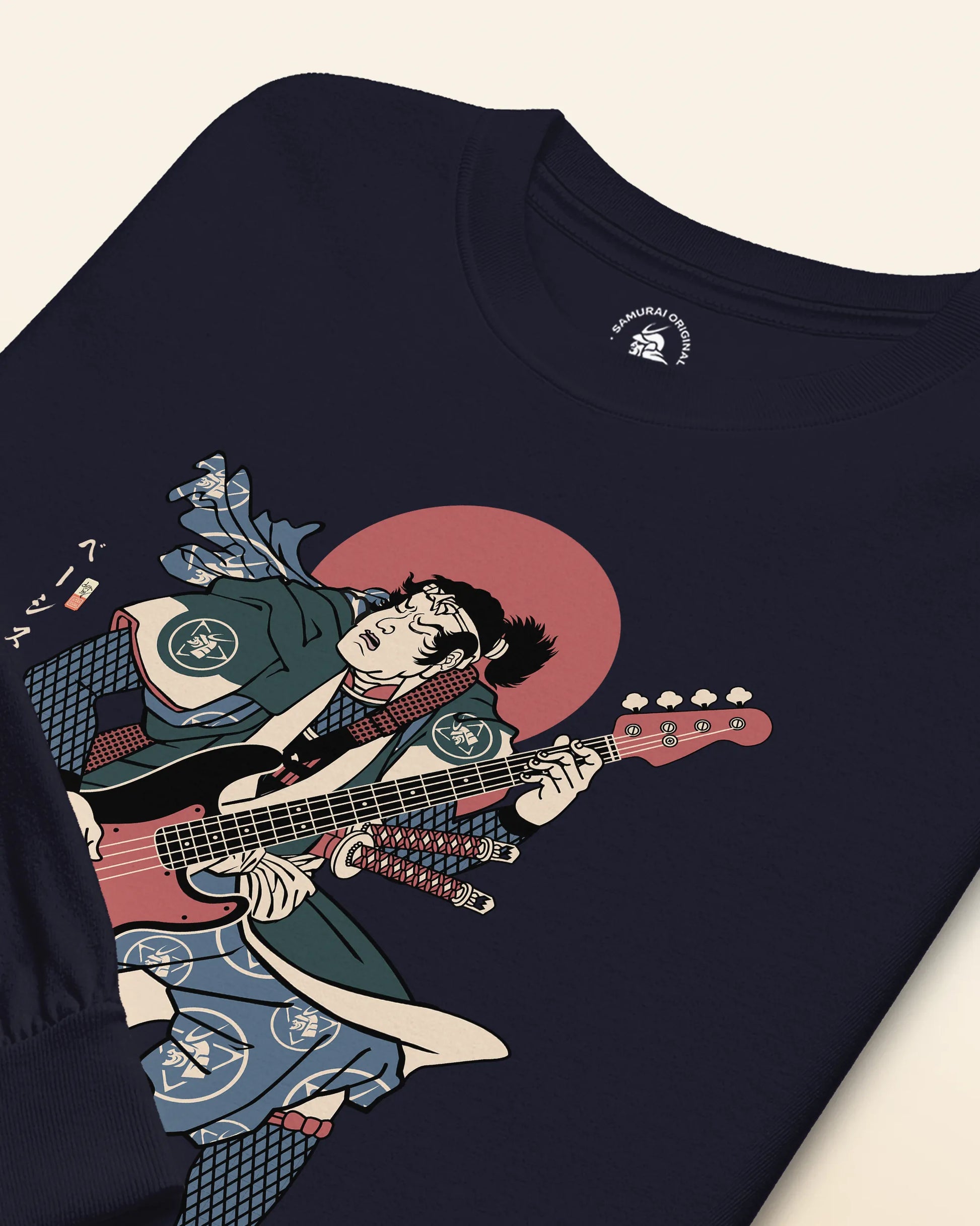 Samurai Bassist Player 4 Music Ukiyo-e Unisex Long Sleeve Tee - Samurai Original
