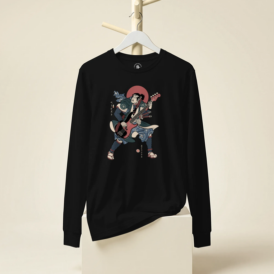 Samurai Bassist Player 4 Music Ukiyo-e Unisex Long Sleeve Tee - Samurai Original