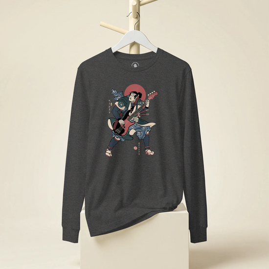 Samurai Bassist Player 4 Music Ukiyo-e Unisex Long Sleeve Tee - Samurai Original