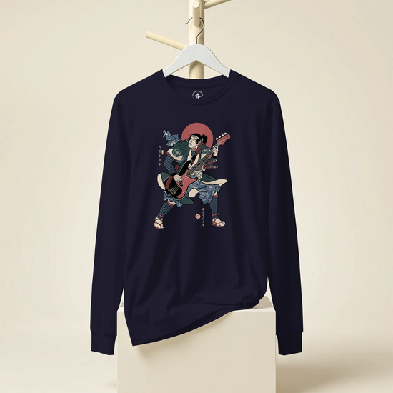 Samurai Bassist Player 4 Music Ukiyo-e Unisex Long Sleeve Tee - Samurai Original
