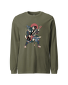 Samurai Bassist Player 4 Music Ukiyo-e Unisex Long Sleeve Tee Military Green - Samurai Original