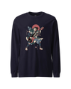 Samurai Bassist Player 4 Music Ukiyo-e Unisex Long Sleeve Tee Navy - Samurai Original