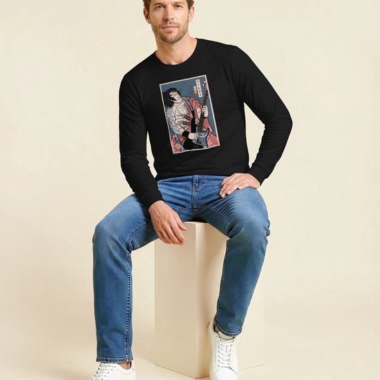 Samurai Bassist Player 5 Music Ukiyo-e Unisex Long Sleeve Tee - Samurai Original