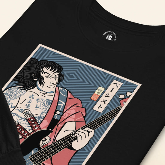 Samurai Bassist Player 5 Music Ukiyo-e Unisex Long Sleeve Tee - Samurai Original