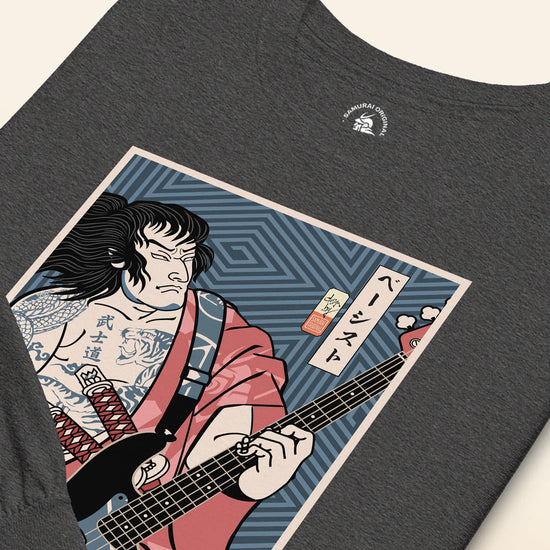 Samurai Bassist Player 5 Music Ukiyo-e Unisex Long Sleeve Tee - Samurai Original
