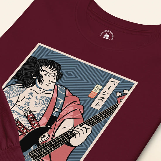 Samurai Bassist Player 5 Music Ukiyo-e Unisex Long Sleeve Tee - Samurai Original