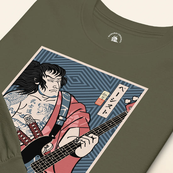 Samurai Bassist Player 5 Music Ukiyo-e Unisex Long Sleeve Tee - Samurai Original