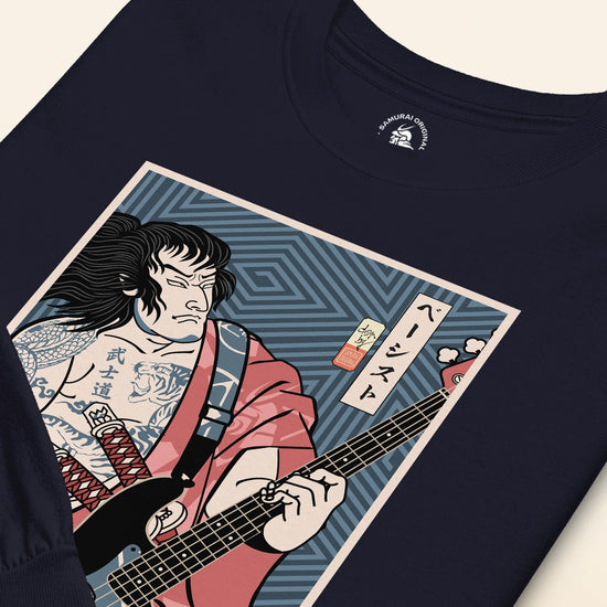 Samurai Bassist Player 5 Music Ukiyo-e Unisex Long Sleeve Tee - Samurai Original