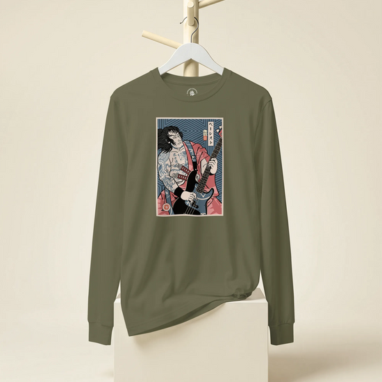 Samurai Bassist Player 5 Music Ukiyo-e Unisex Long Sleeve Tee - Samurai Original