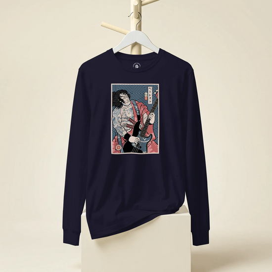 Samurai Bassist Player 5 Music Ukiyo-e Unisex Long Sleeve Tee - Samurai Original