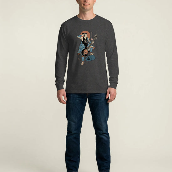 Samurai Bassist Music Ukiyo-e Unisex Long Sleeve Tee No.6 - Samurai Original