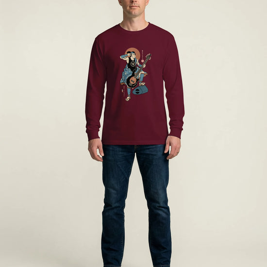 Samurai Bassist Music Ukiyo-e Unisex Long Sleeve Tee No.6 - Samurai Original