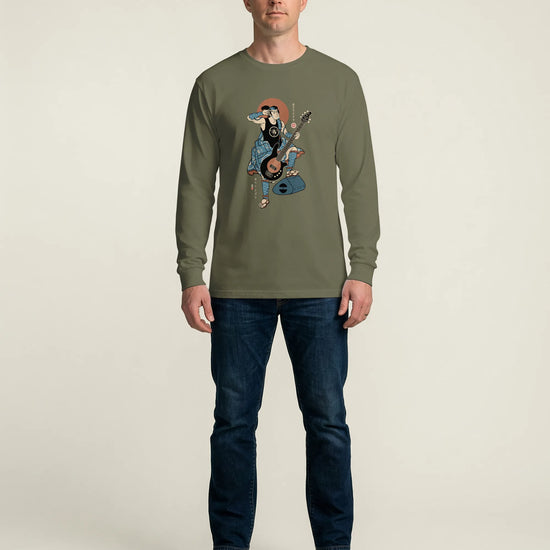 Samurai Bassist Music Ukiyo-e Unisex Long Sleeve Tee No.6 - Samurai Original