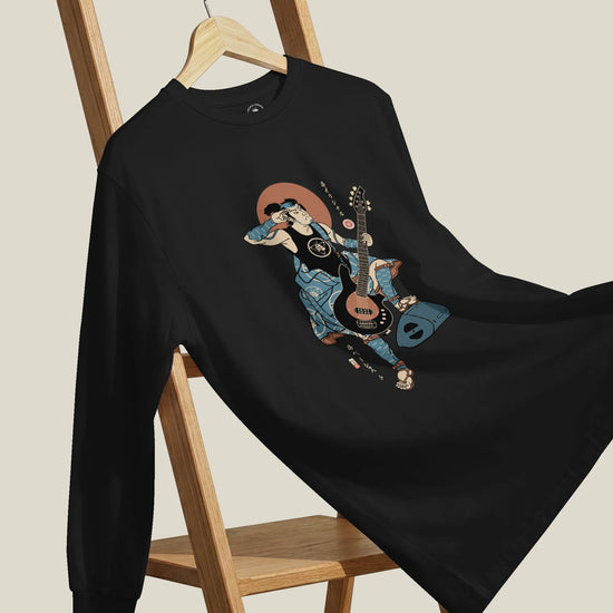 Samurai Bassist Music Ukiyo-e Unisex Long Sleeve Tee No.6 - Samurai Original