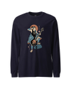 Samurai Bassist Music Ukiyo-e Unisex Long Sleeve Tee No.6 Navy - Samurai Original