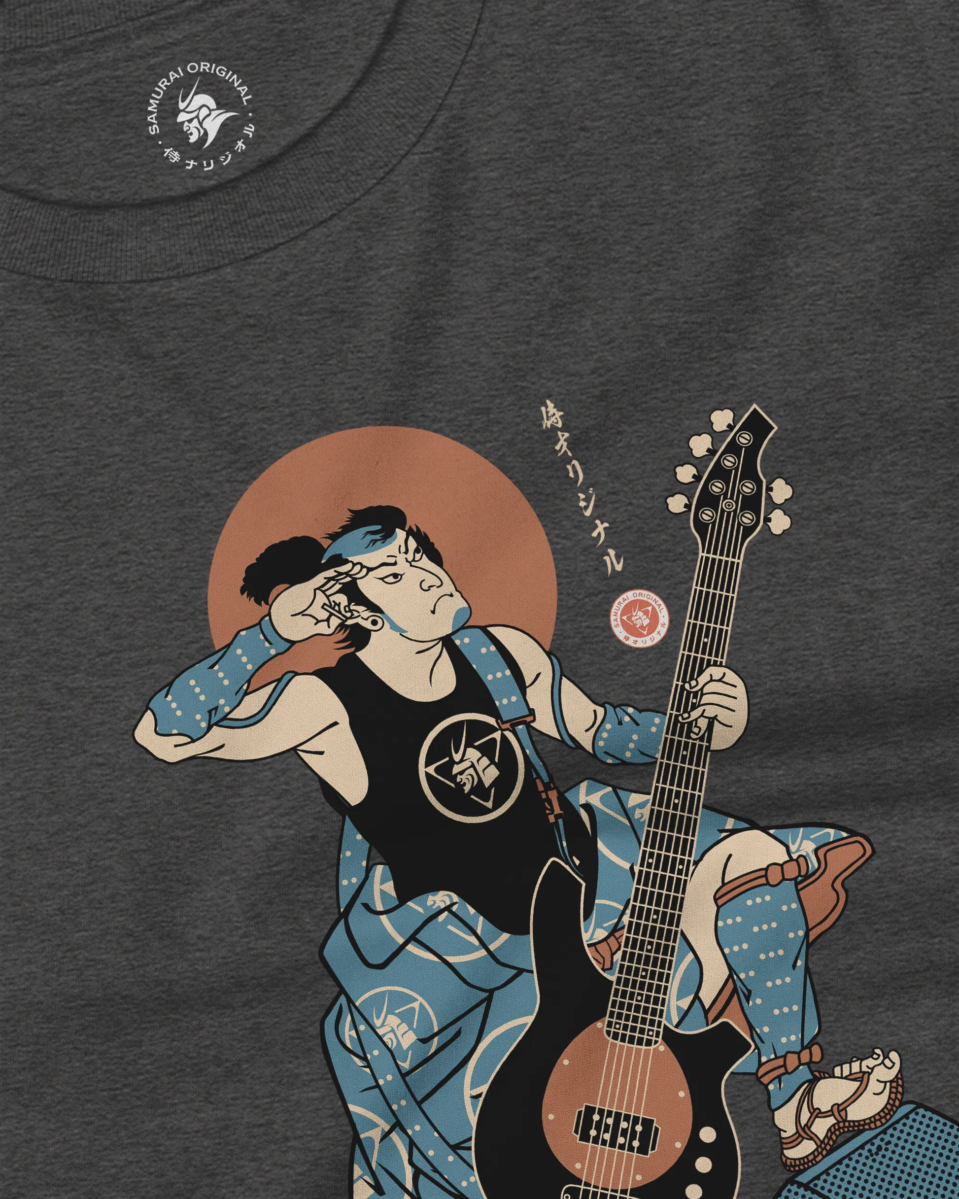 Samurai Bassist Music Ukiyo-e Unisex Long Sleeve Tee No.6 - Samurai Original