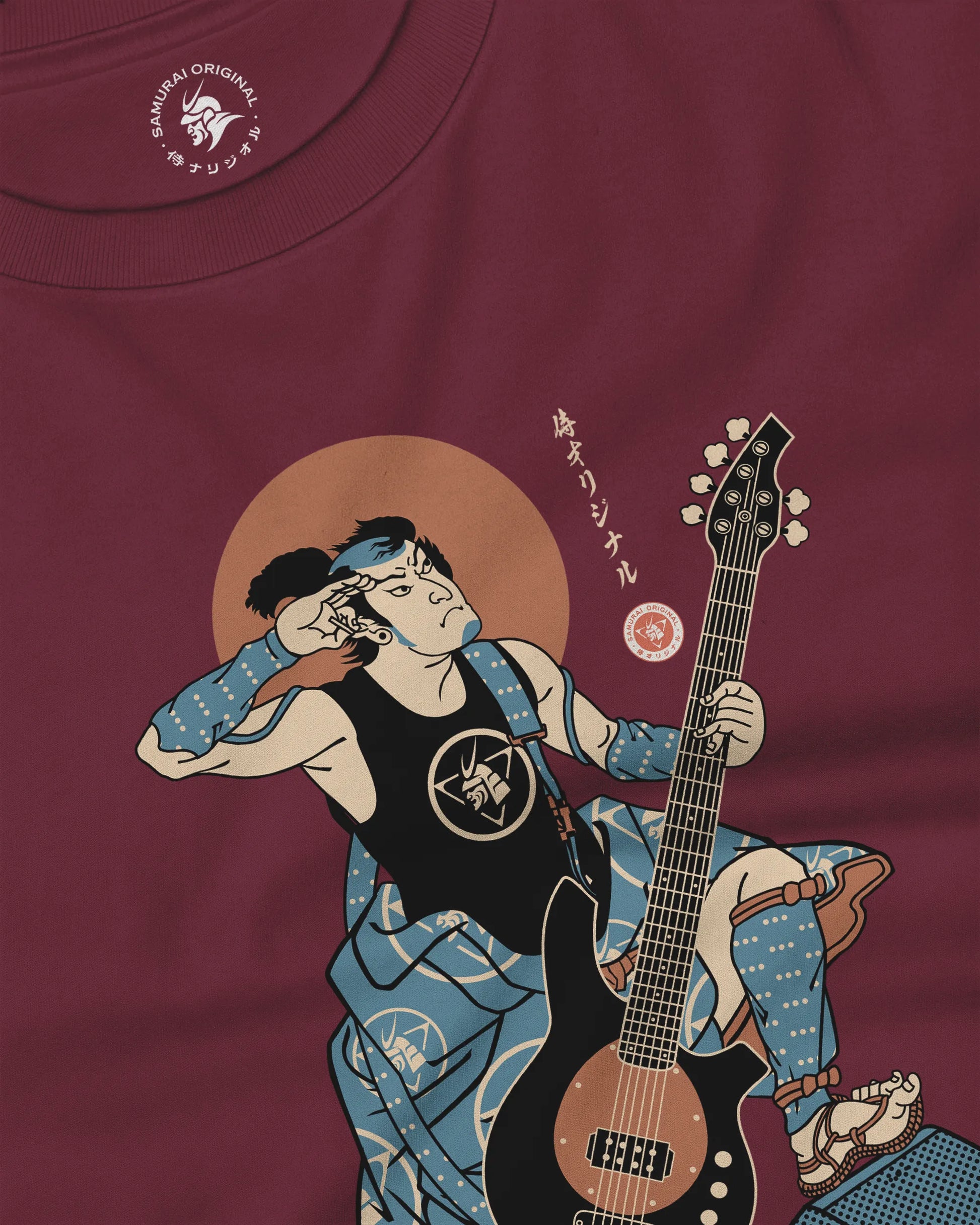 Samurai Bassist Music Ukiyo-e Unisex Long Sleeve Tee No.6 - Samurai Original