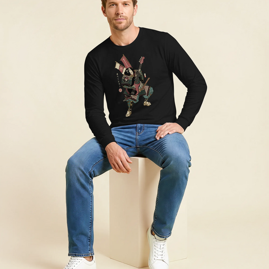 Samurai Bassist Player 7 Music Ukiyo-e Unisex Long Sleeve Tee - Samurai Original