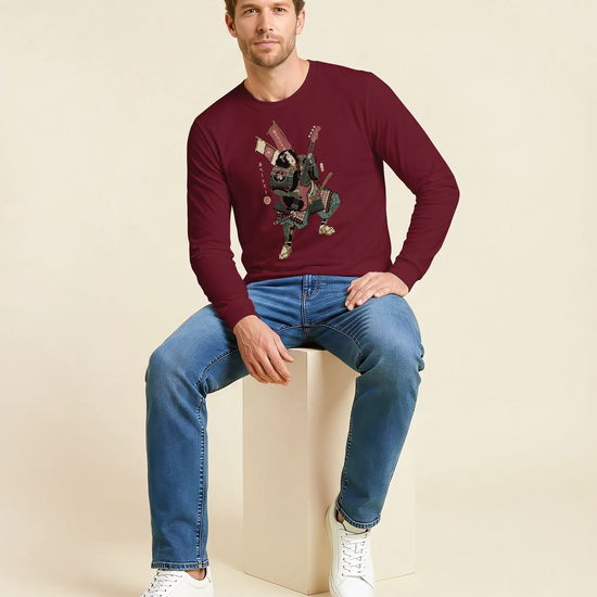 Samurai Bassist Player 7 Music Ukiyo-e Unisex Long Sleeve Tee - Samurai Original