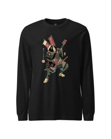 Samurai Bassist Player 7 Music Ukiyo-e Unisex Long Sleeve Tee Black - Samurai Original