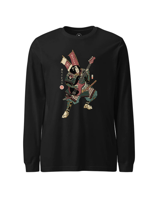 Samurai Bassist Player 7 Music Ukiyo-e Unisex Long Sleeve Tee Black - Samurai Original