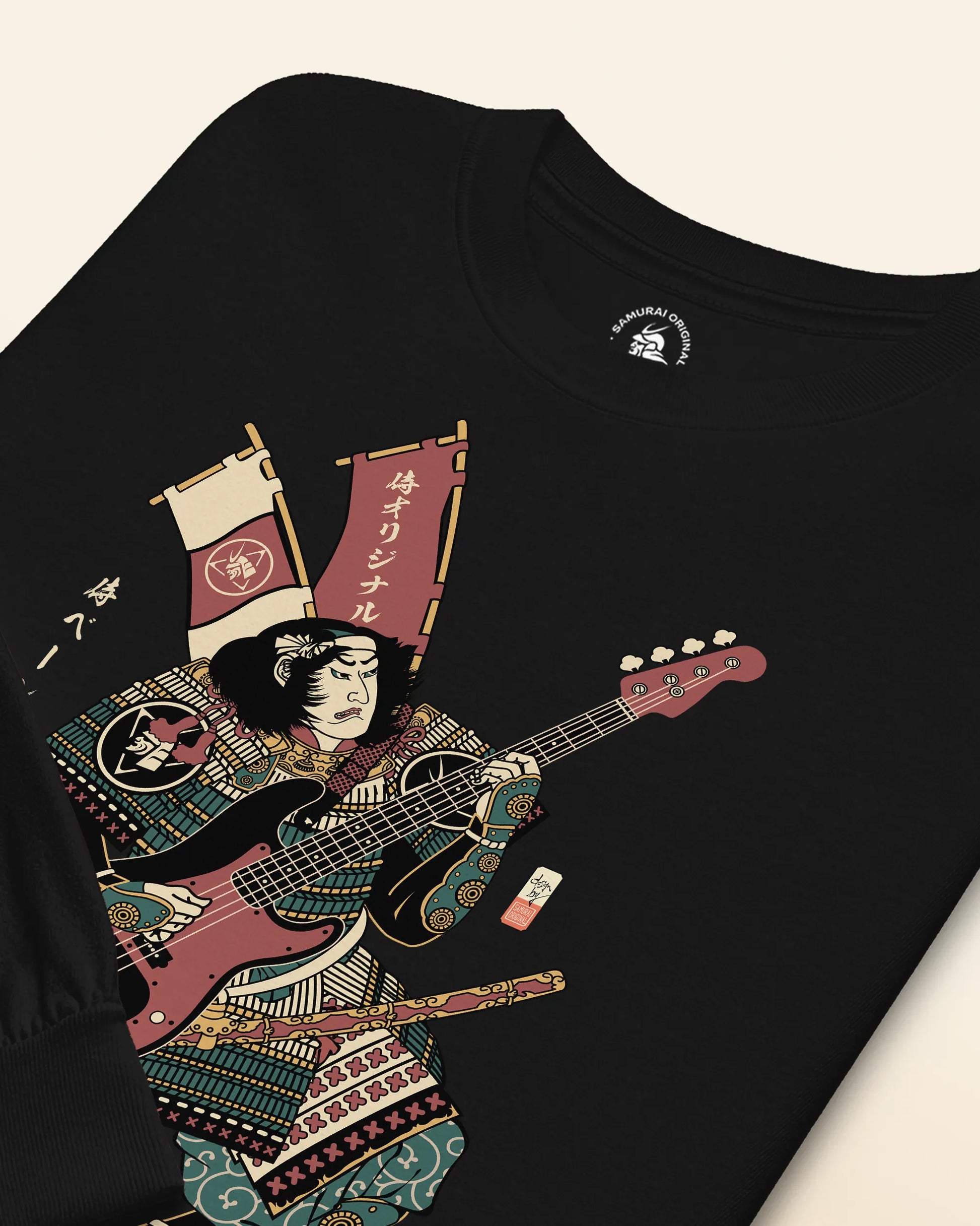 Samurai Bassist Player 7 Music Ukiyo-e Unisex Long Sleeve Tee - Samurai Original