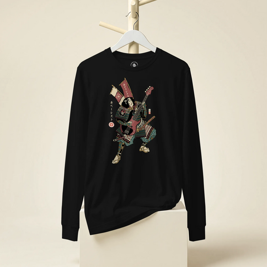 Samurai Bassist Player 7 Music Ukiyo-e Unisex Long Sleeve Tee - Samurai Original