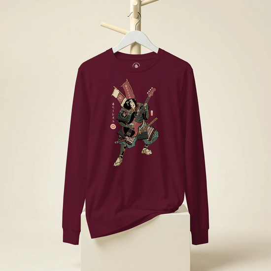 Samurai Bassist Player 7 Music Ukiyo-e Unisex Long Sleeve Tee - Samurai Original