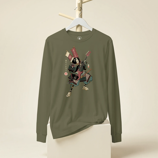 Samurai Bassist Player 7 Music Ukiyo-e Unisex Long Sleeve Tee - Samurai Original